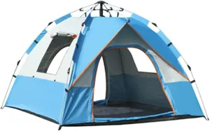 Camping Tents 3-4 Person 60 Seconds Set Up Camping Tent Waterproof Pop Up Tent with Top Rainfly Instant Cabin Tent Advanced Venting Design (Color : Blue, Size : 34 People 200 * 200 * 135CM)