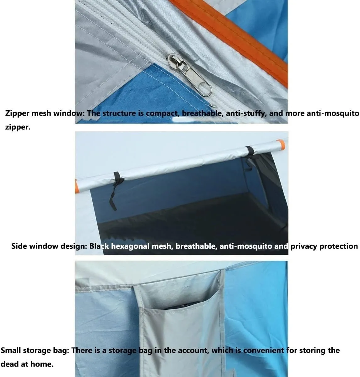 Camping Tents 3-4 Person 60 Seconds Set Up Camping Tent Waterproof Pop Up Tent with Top Rainfly Instant Cabin Tent Advanced Venting Design (Color : Blue, Size : 34 People 200 * 200 * 135CM)