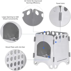 Camping Wood Stove Ultralight Folding Pocket Stove Outdoor Backpackageing Cooking Wood Burning Stove Aluminum-Titanium Cookware Set Cookware Picnic Boiler Cookware