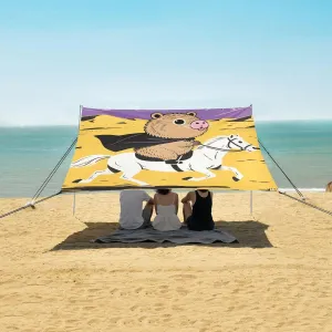 Capybara Western Themed Beach Camping Tent Sun Shelter for Whole Family, Beach Shade Canopy with UPF50  UV Protection,Easy Set Up and Carry,Outdoor Shade for Trips, Fishing, Backyard Fun Picnic