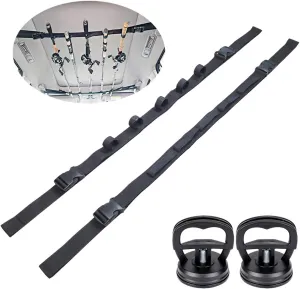 Car Fishing Pole Holder Strap Portable Fishing Vehicle Rod Storage Rack Bracket Carrier System Adjustable For Truck Suv Wagons Van（1 Pairs）
