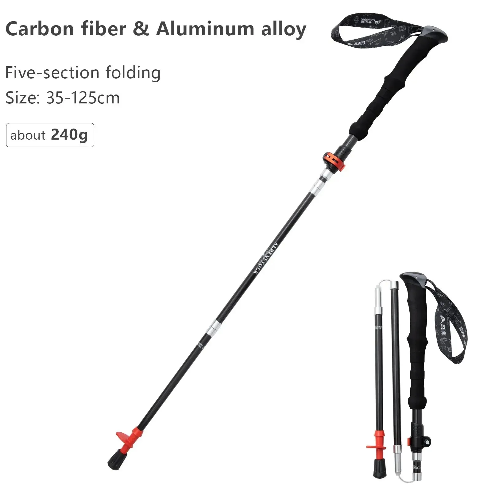 Carbon Fiber Folding Trekking Poles for Hiking & Climbing