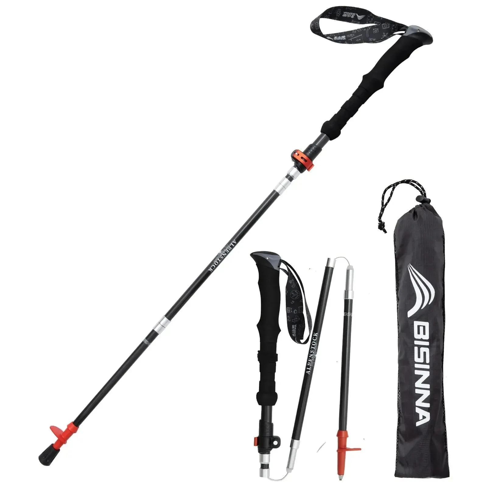Carbon Fiber Folding Trekking Poles for Hiking & Climbing