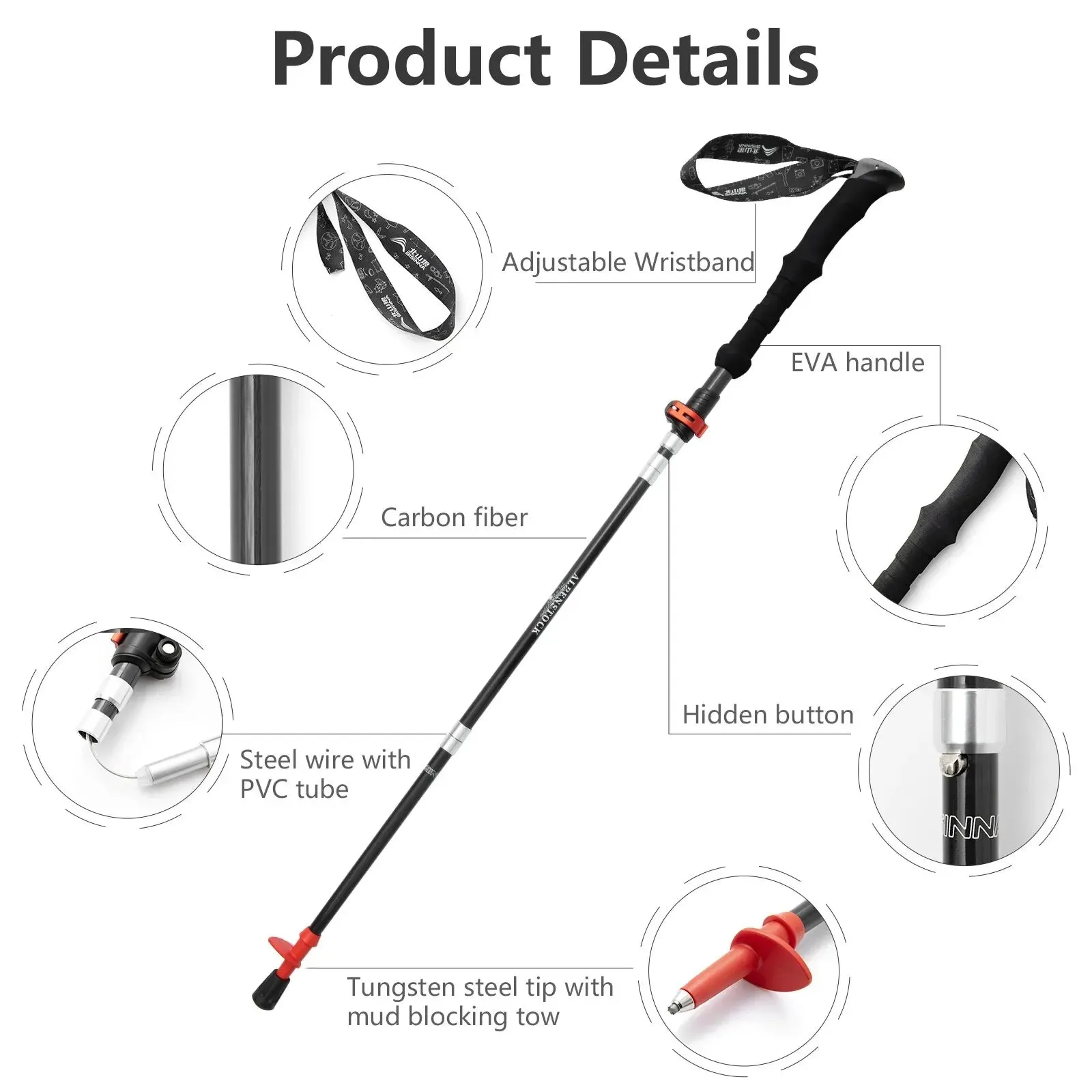 Carbon Fiber Folding Trekking Poles for Hiking & Climbing