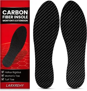 Carbon Fiber Insole for Men & Women 1 Pair: Rigid Shoe Insert for Morton's Toe, Turf Toe, Hallux Rigidus & Limitus, Arthritis - Alternative to Post Op Shoe (235mm, Fit Women's Size 7.5-8, Men's 6.5-7)