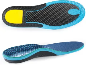 Carbon Fiber Shock-Absorbing Insole with Arch Support is Suitable for Basketball, Running, Cycling, Outdoor Hiking and Other Daily Sports. (Blue, M：10.5/11丨W：11.5/12（300mm）)
