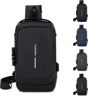 Carbon Fiber Streamline Anti-Theft Sling Bag, USB Charging Sport Sling, Waterproof Shoulder Sports Cross body Bag
