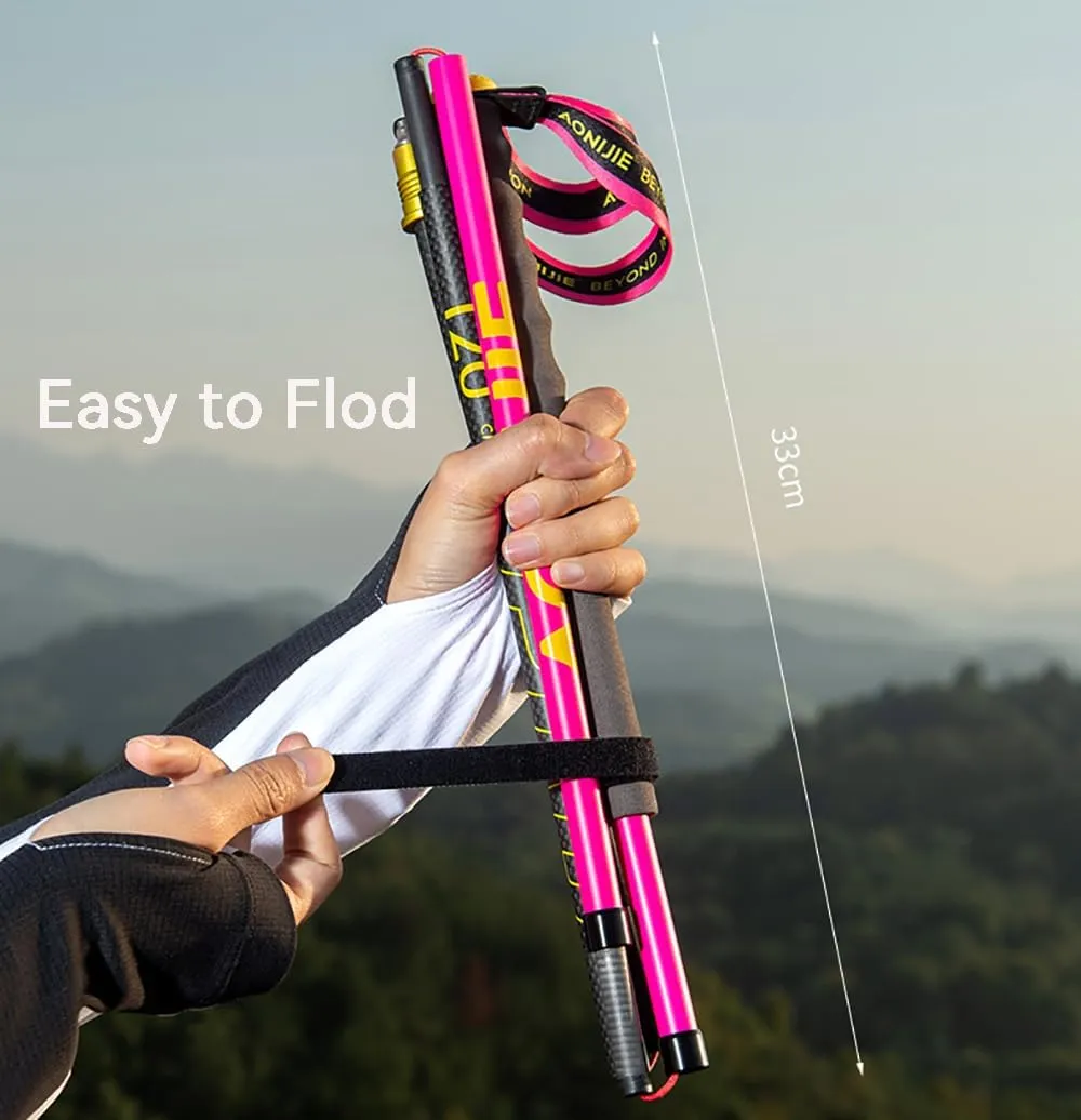 Carbon Fiber Trekking Poles 2 Collapsible and Ultralight Hiking Sticks for Backpacking Gear, Camping, Mountaining, Walking