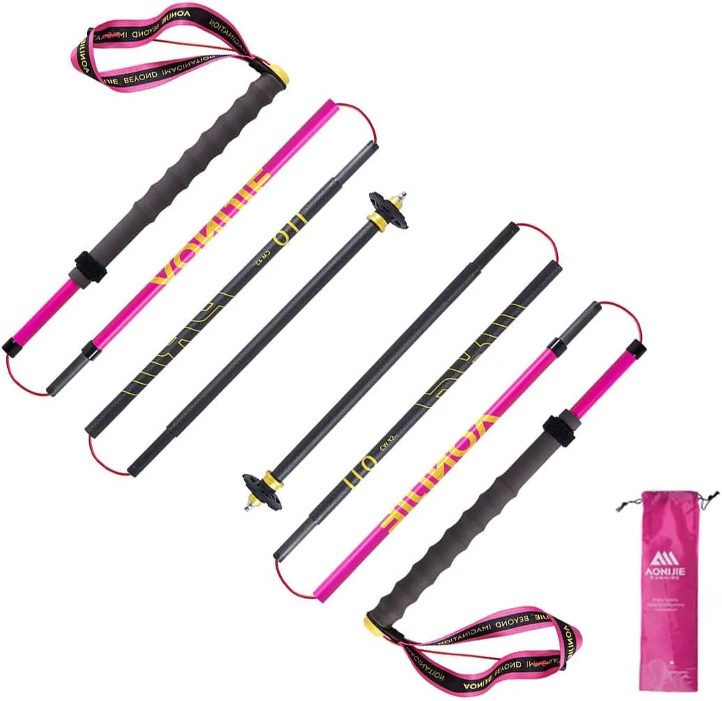 Carbon Fiber Trekking Poles 2 Collapsible and Ultralight Hiking Sticks for Backpacking Gear, Camping, Mountaining, Walking