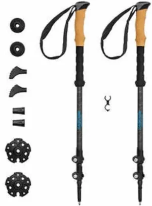 CASCADE Trekking Poles Ultra Light 100% Carbon Fiber Trekking, Walking, and Hiking Poles - Ultra Light, Ultra Durable, Quick Lock Feature for Easy Height Adjustment from 26” to 54”