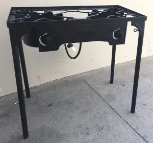 Cast Iron Free Stand LP Propane Double Burner Cooking Stove Range Outdoor Cooker