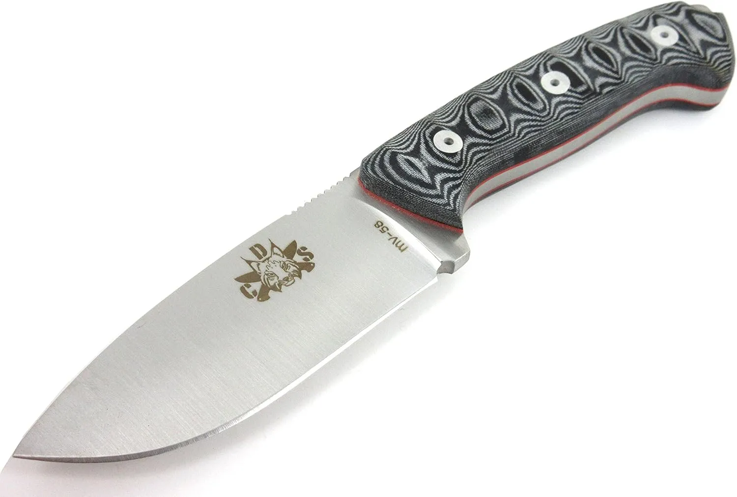CDS AXARQUIA Full Tang Survival and Bushcraft Knife for Hunting, Fishing, Camping and Outdoor, 4" Fixed-Blade, Sheath, Firestarter
