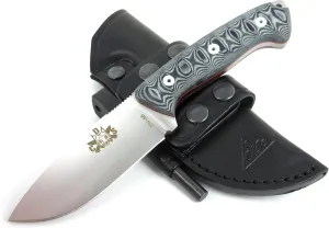 CDS AXARQUIA Full Tang Survival and Bushcraft Knife for Hunting, Fishing, Camping and Outdoor, 4" Fixed-Blade, Sheath, Firestarter
