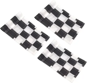 Checkered Golf Flags with Tube Inserted,8” L x 6”H Mini Putting Green Flags for Yard Indoor Outdoor Backyard Garden, 420D Nylon Pin Flag (Black/White,3sets)