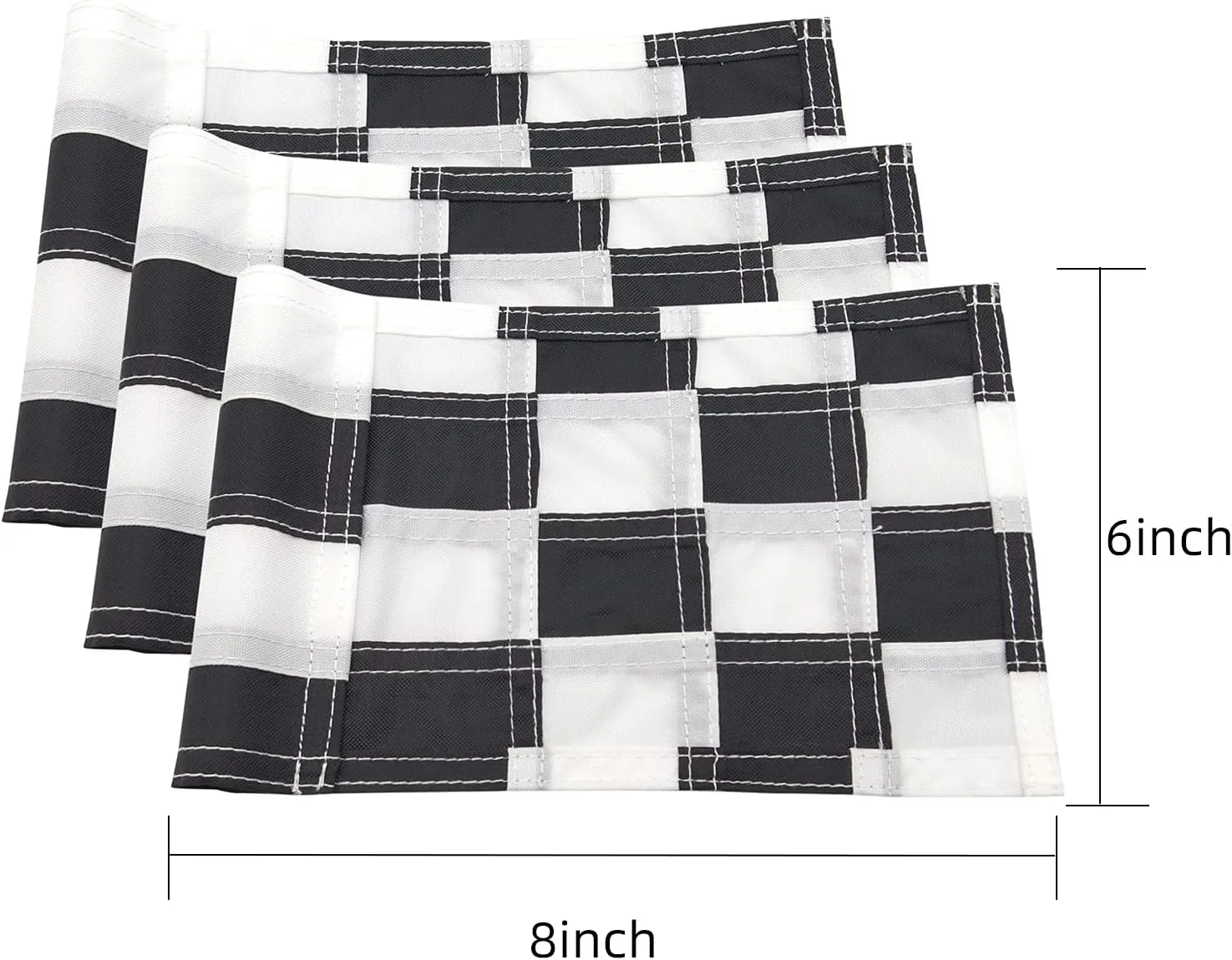 Checkered Golf Flags with Tube Inserted,8” L x 6”H Mini Putting Green Flags for Yard Indoor Outdoor Backyard Garden, 420D Nylon Pin Flag (Black/White,3sets)