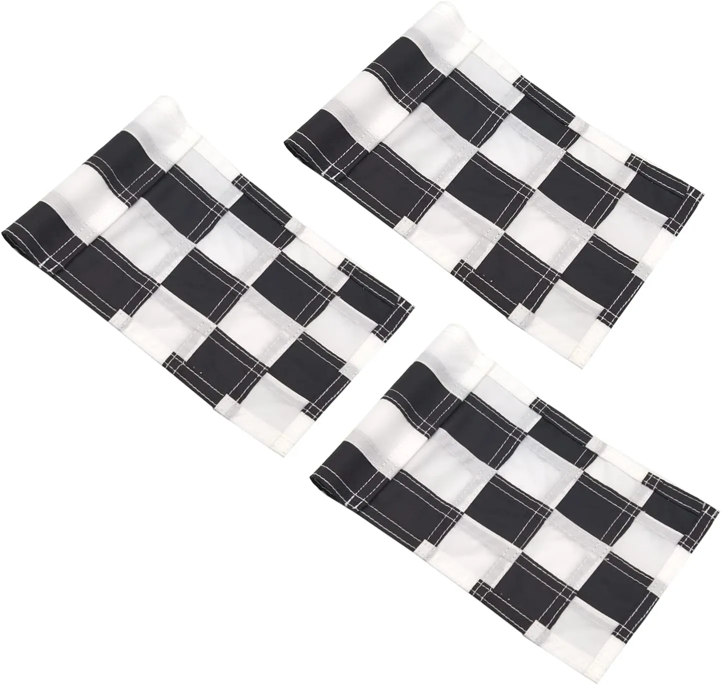 Checkered Golf Flags with Tube Inserted,8” L x 6”H Mini Putting Green Flags for Yard Indoor Outdoor Backyard Garden, 420D Nylon Pin Flag (Black/White,3sets)