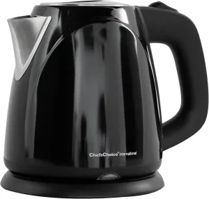 Chef’sChoice Electric Kettle 1500 Watts Cordless Compact Water Boiler Features Stainless Steel Construction Boil Dry Protection & Auto Shut Off Easy Pour, 1-Liter, Black