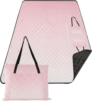 CHIFIGNO Blush Pink Snow White Gradient no Sand Beach Blanket Waterproof, Floral Grass Mats for Camping Cute Picnic Essentials Foldable, 80" x 60"