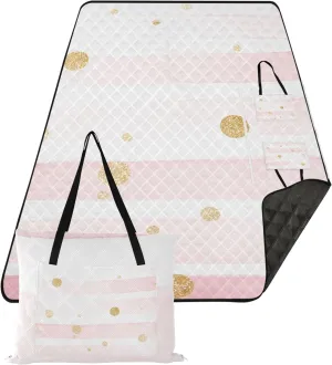 CHIFIGNO Cute Dots Pink Sand Proof Beach Blanket Waterproof, Outdoor Camping Grass Mat Outdoor Mat Picnic Blanket Cute, 80" x 60"