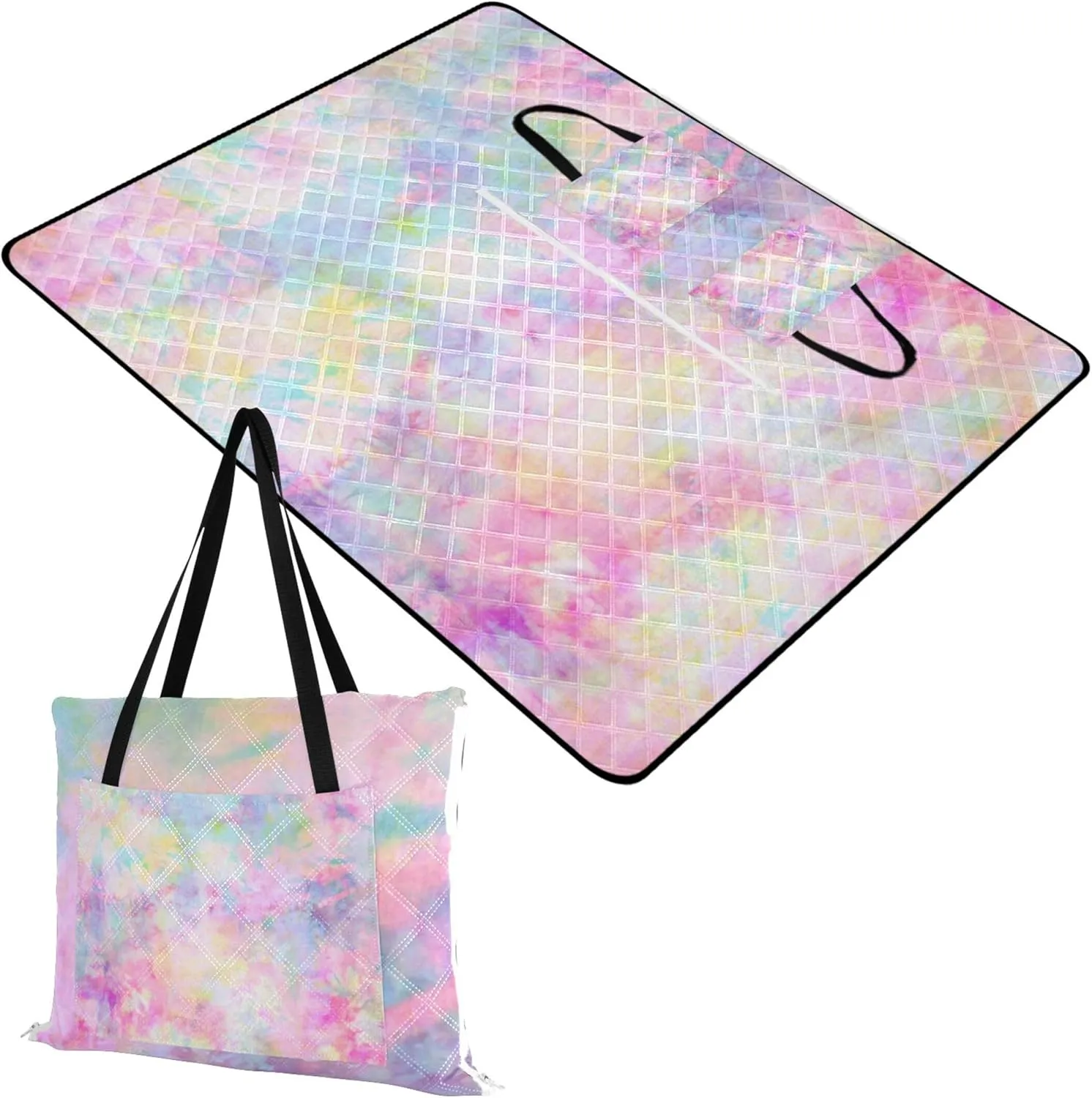 CHIFIGNO Cute Sand Free Beach Blanket Waterproof Picnic Supplies Foldable Mat Outdoor Blanket for Grass 80" x 60"