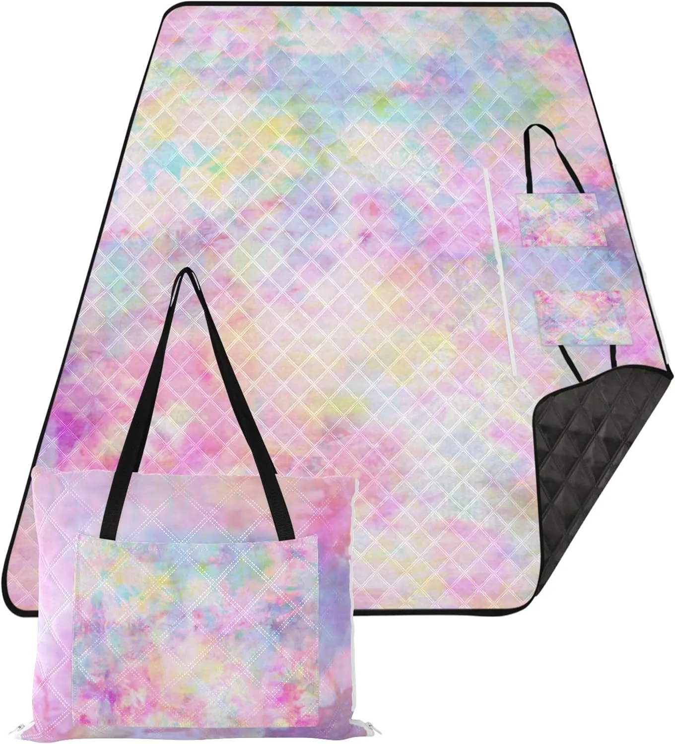 CHIFIGNO Cute Sand Free Beach Blanket Waterproof Picnic Supplies Foldable Mat Outdoor Blanket for Grass 80" x 60"