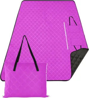CHIFIGNO Fuchsia Purple Cute Picnic Mat Foldable Waterproof Beach Blanket Sandproof Print Outside Blankets for Grass 80" x 60"