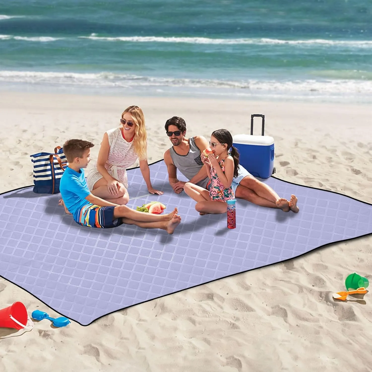 CHIFIGNO Lavender Violet Sand Free Beach Blanket Waterproof Outdoor Playmat Camping Blanket Pink Picnic Blanket Foldable 80" x 60"