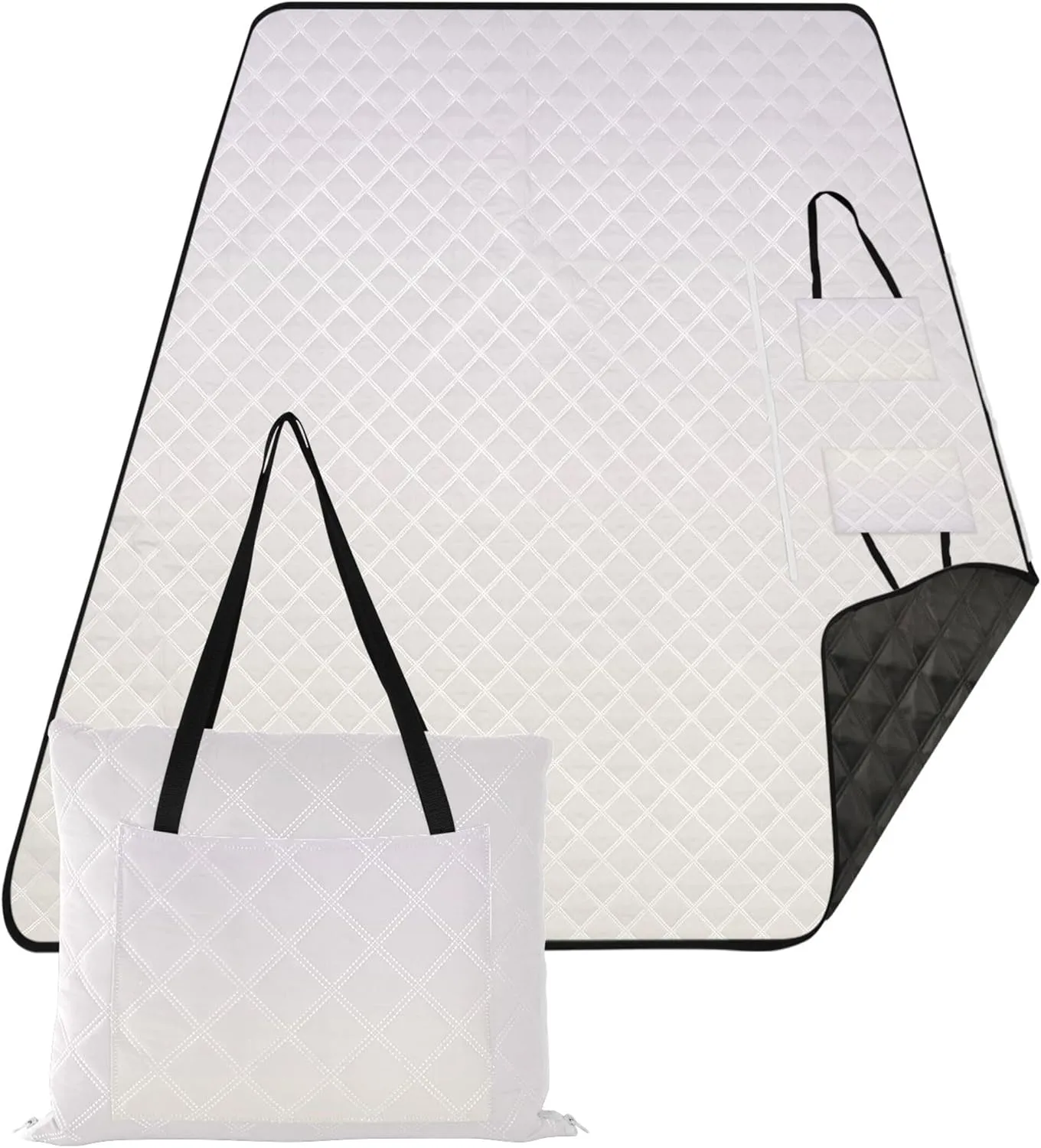 CHIFIGNO Magnolia Floral White Gradient Waterproof Beach Blanket Sandproof Picnic Supplies Foldable Mat Print Camping Blankets for Grass 80" x 60"