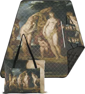CHIFIGNO Rubens Painting Judgement of Paris Beach Blanket Waterproof Sandproof Cute Picnic Mat Foldable Lawn Blanket for Grass Mat 118" x 80"