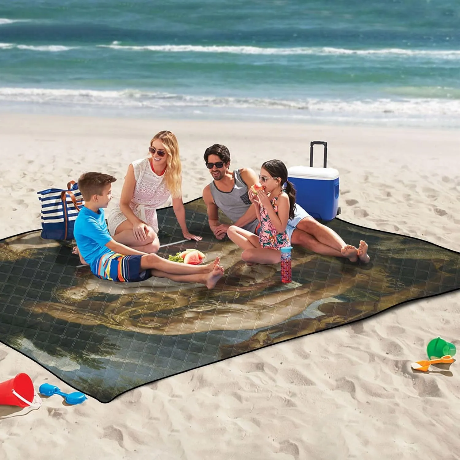 CHIFIGNO Rubens Painting Judgement of Paris Beach Blanket Waterproof Sandproof Cute Picnic Mat Foldable Lawn Blanket for Grass Mat 118" x 80"
