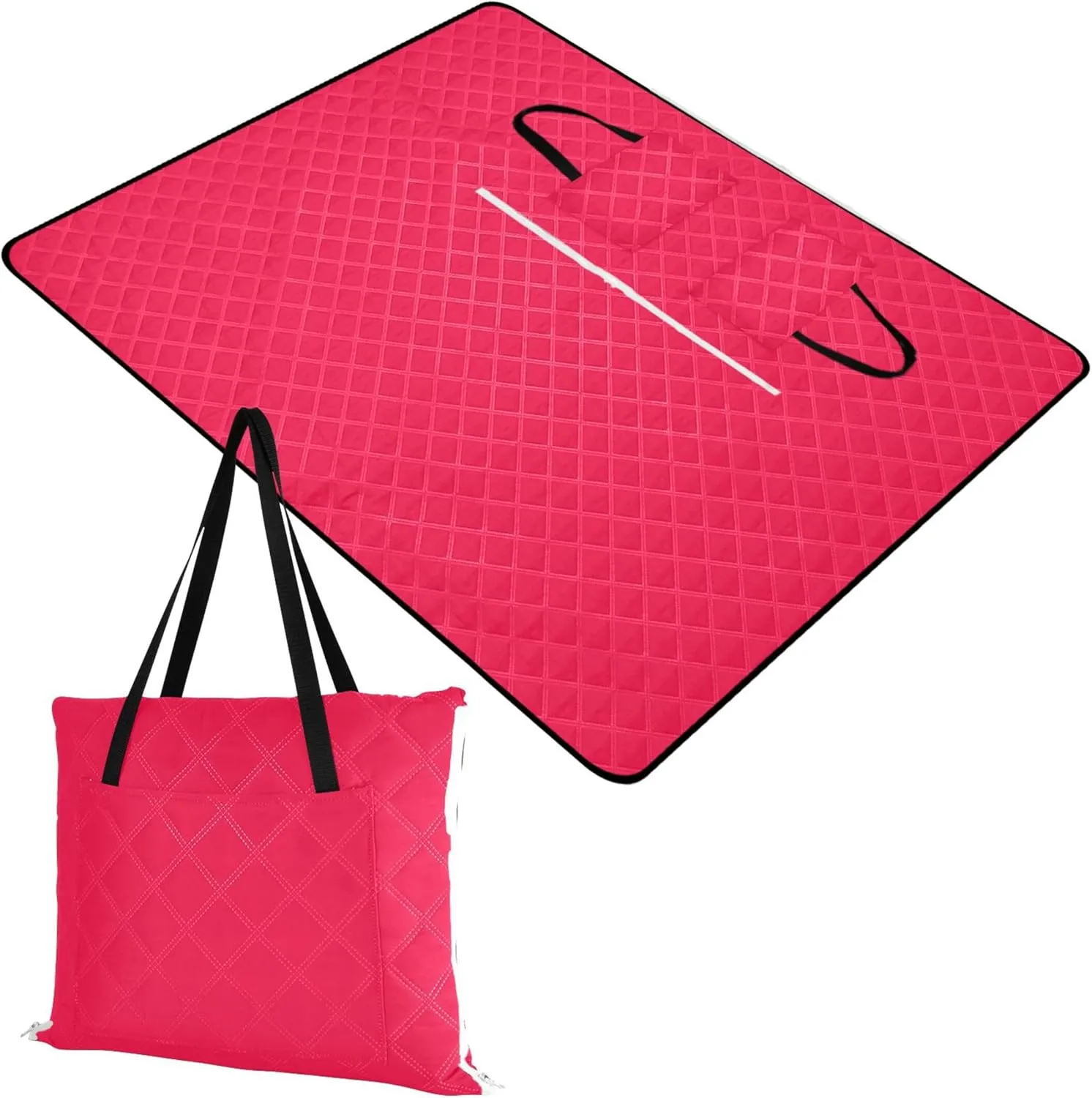 CHIFIGNO Salmon Pink Solid Color Foldable Picnic Blankets Large Oversized Beach Blanket Waterproof Outdoor Blanket Camping Mat 118" x 80"