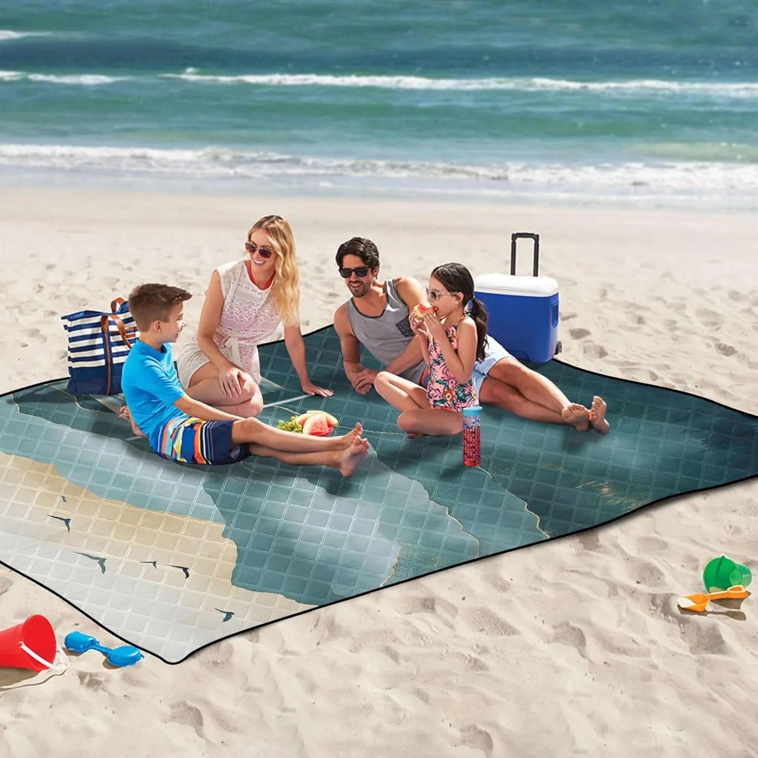CHIFIGNO Serene Mountain Landscape Art no Sand Beach Blanket Waterproof, Floral Tent Rugs for Camping Mat Cute Picnic Blankets Foldable, 80" x 60"