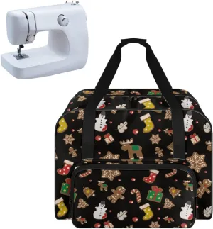 Christmas Sewing Machine Handbag Suitcase Travel Storage Bag Sewing Machine Carrying Case with Pockets, Portable Sewing Case for Outdoor Traveling Camping Use