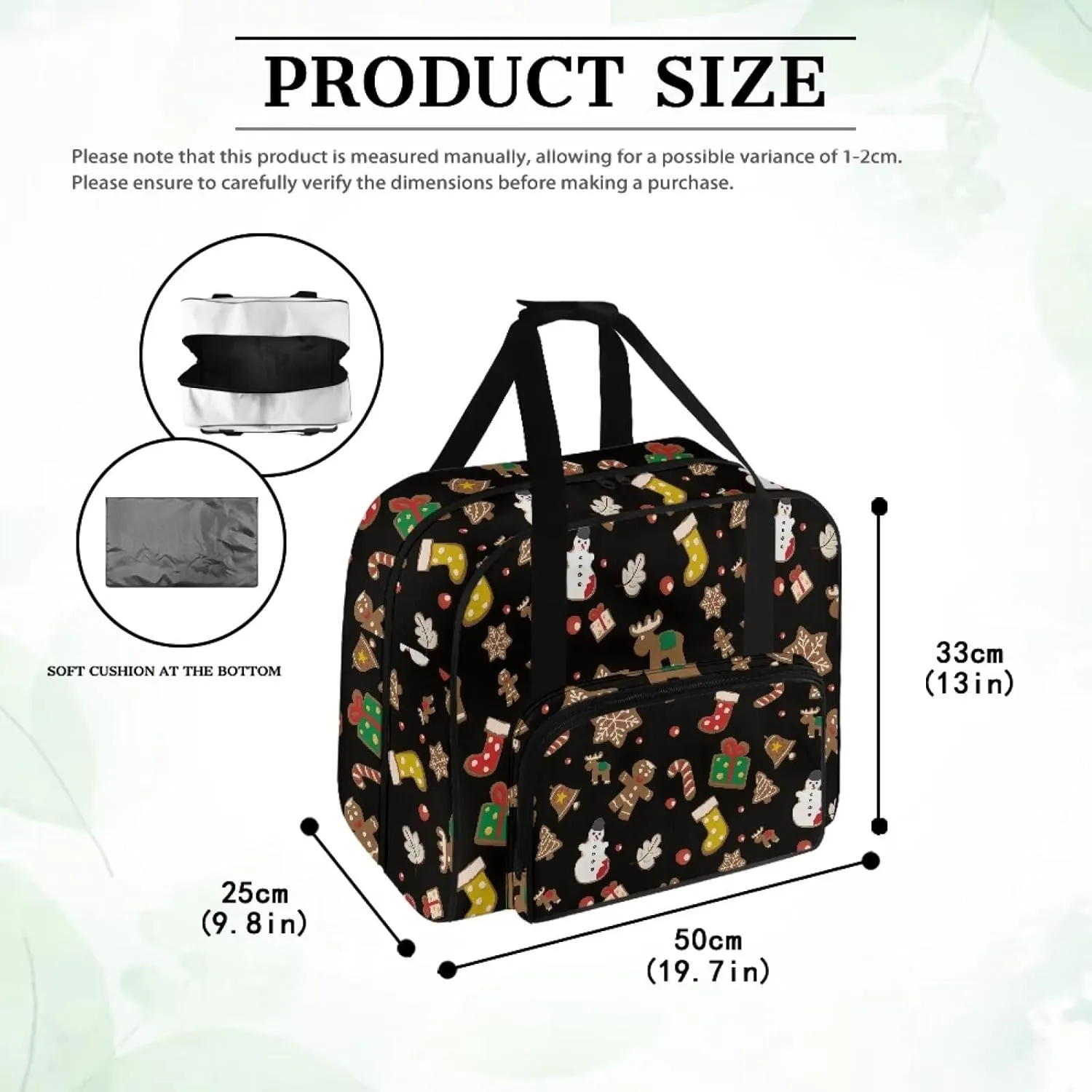 Christmas Sewing Machine Handbag Suitcase Travel Storage Bag Sewing Machine Carrying Case with Pockets, Portable Sewing Case for Outdoor Traveling Camping Use