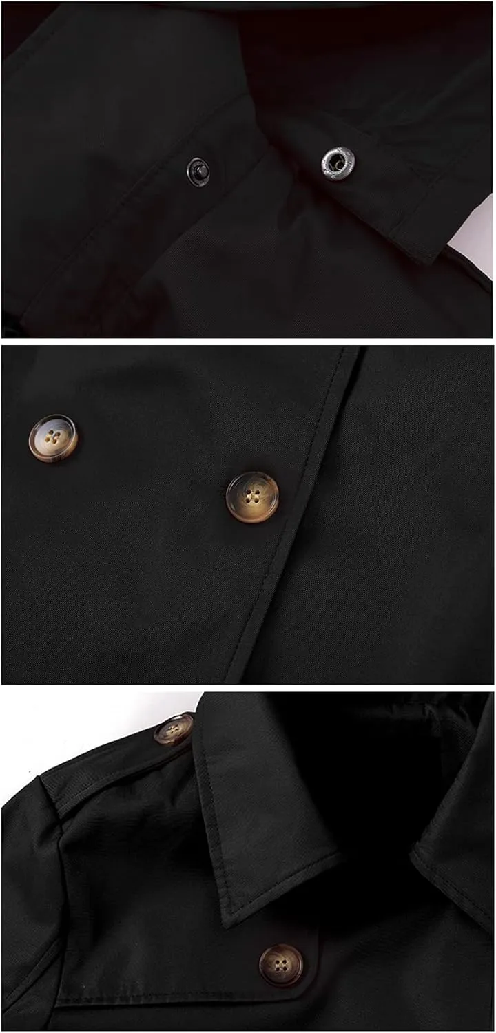 Chrisuno Women's Double Breasted Long Trench Coats Mid-Length Belted Overcoat Dress Jacket with Detachable Hood