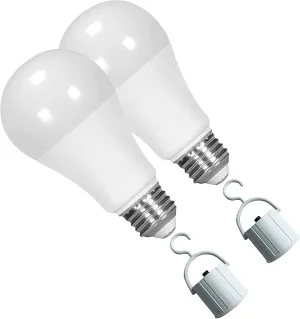 Ciata Lighting LED Smart Emergency Light Bulb with Rechargeable Battery Back-up - Intelligent Lighting, Lasts 3-4 Hours During Power Outage - Extra Hook for Camping, Outdoor (2 Pack)