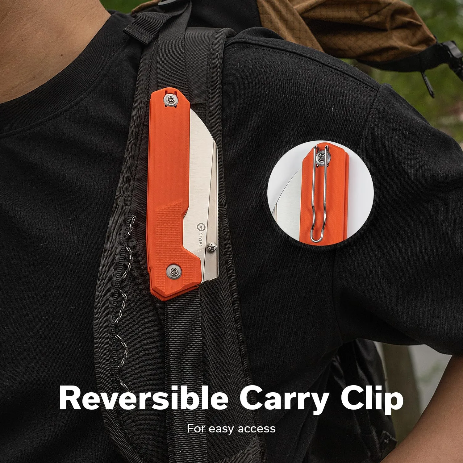 CIVIVI Hid Folding Pocket Knife, 4.14" Swedish 14C28N Blade G10 Handle Nested Liner Lock Kitchen Knife with Thumb Stud Opener, Ideal for Outdoor Use Camping Hiking and EDC C23008-4, Orange