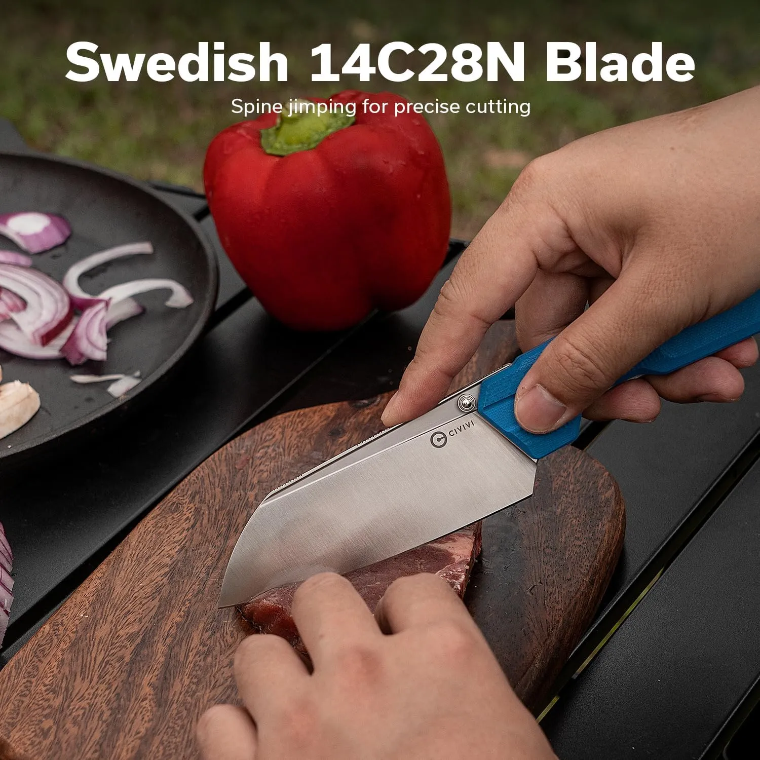 CIVIVI Hid Folding Pocket Knife, 4.14" Swedish 14C28N Blade G10 Handle Nested Liner Lock Kitchen Knife with Thumb Stud Opener, Ideal for Outdoor Use Camping Hiking and EDC C23008-5, Blue