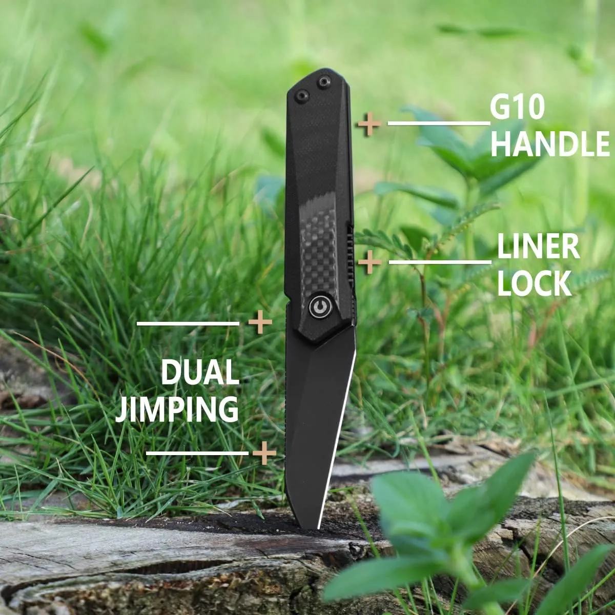 CIVIVI Ki-V Plus Front Flipper Pocket Knife, 2.52" Nitro-V Blade Reverse Tanto Small Folding Knife, Twill Carbon Fiber Overlay On G10 Handle with Deep Carry Pocket Clip for Camping Hiking Hunting