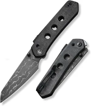 CIVIVI Vision FG Pocket Knife for EDC, Superlock Folding Knife with 3.54" Reverse Tanto Damascus Blade Canvas Micarta Handle, Ideal Gift for Men Women C22036-DS2
