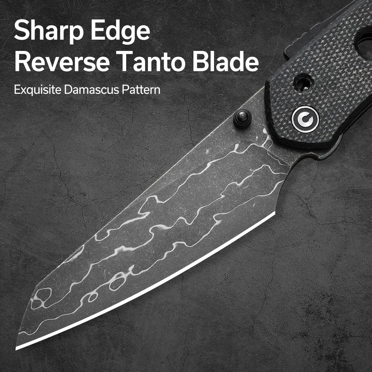 CIVIVI Vision FG Pocket Knife for EDC, Superlock Folding Knife with 3.54" Reverse Tanto Damascus Blade Canvas Micarta Handle, Ideal Gift for Men Women C22036-DS2