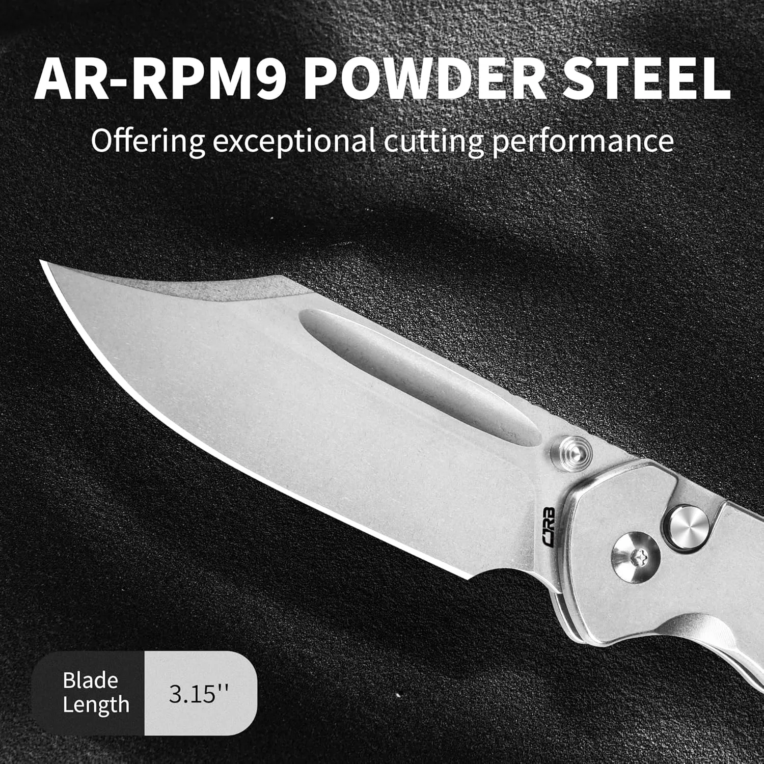 CJRB Bowie Pyrite Pocket Knife, Folding Knife with 3.15'' AR-RPM9 Steel Blade, Hunting Knife with Clip Steel Handle for EDC, Camping, Survival - Suitable for Men & Women J1942