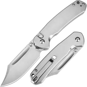 CJRB Bowie Pyrite Pocket Knife, Folding Knife with 3.15'' AR-RPM9 Steel Blade, Hunting Knife with Clip Steel Handle for EDC, Camping, Survival - Suitable for Men & Women J1942