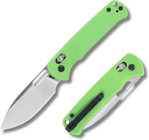 CJRB Hectare Folding Pocket Knife, 3.15" AR-RPM9 Powder Steel Blade G10 Handle Small EDC Knife With Pocket Clip for Men Women, Sharp Camping Survival Hiking Knives J1935 (Green)