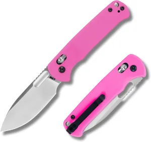 CJRB Hectare Folding Pocket Knife, 3.15" AR-RPM9 Powder Steel Blade G10 Handle Small EDC Knife With Pocket Clip for Men Women, Sharp Camping Survival Hiking Knives J1935 (Pink)