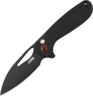 CJRB LAGO Folding Pocket Knife with 3.41'' Black PVD AR-RPM9 Blade Black G10 Handle,Button Lock EDC Knife for Tactical,Outdoor,Hiking and Gift