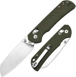 CJRB Lyrid Folding Knife, 3.15'' AR-RPM9 Steel Blade with G10 Handle, Crossbar Lock Sharp EDC Knife for Men Women Camping Survival Hiking(J1953 Green)