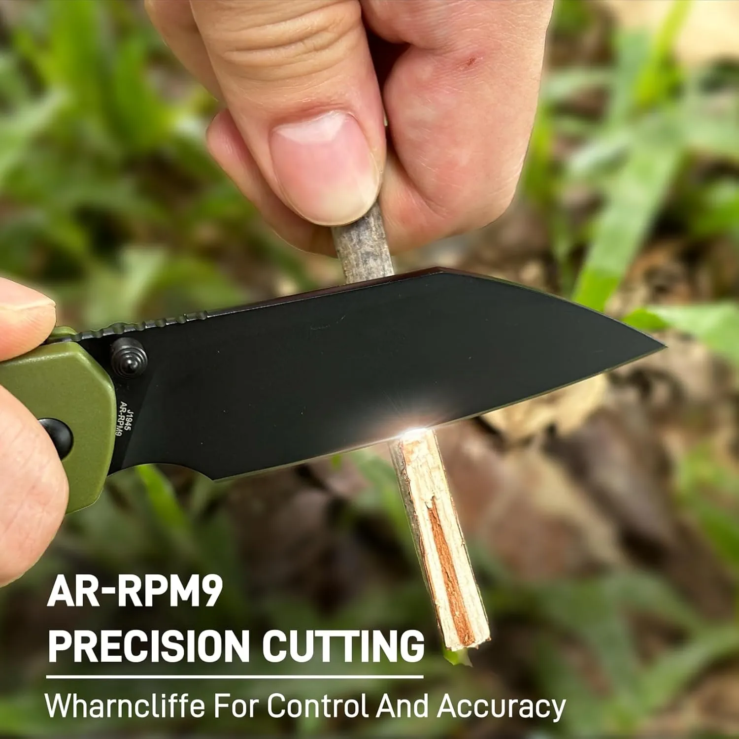 CJRB Pyrite-Light Pocket Knife, Folding Knife with 3.34'' AR-RPM9 Steel Blade EDC Knife Small Pocket Knife with Pocket Clip for Men Women, Suitable for Camping Survival Hiking Knives, J1945 Green