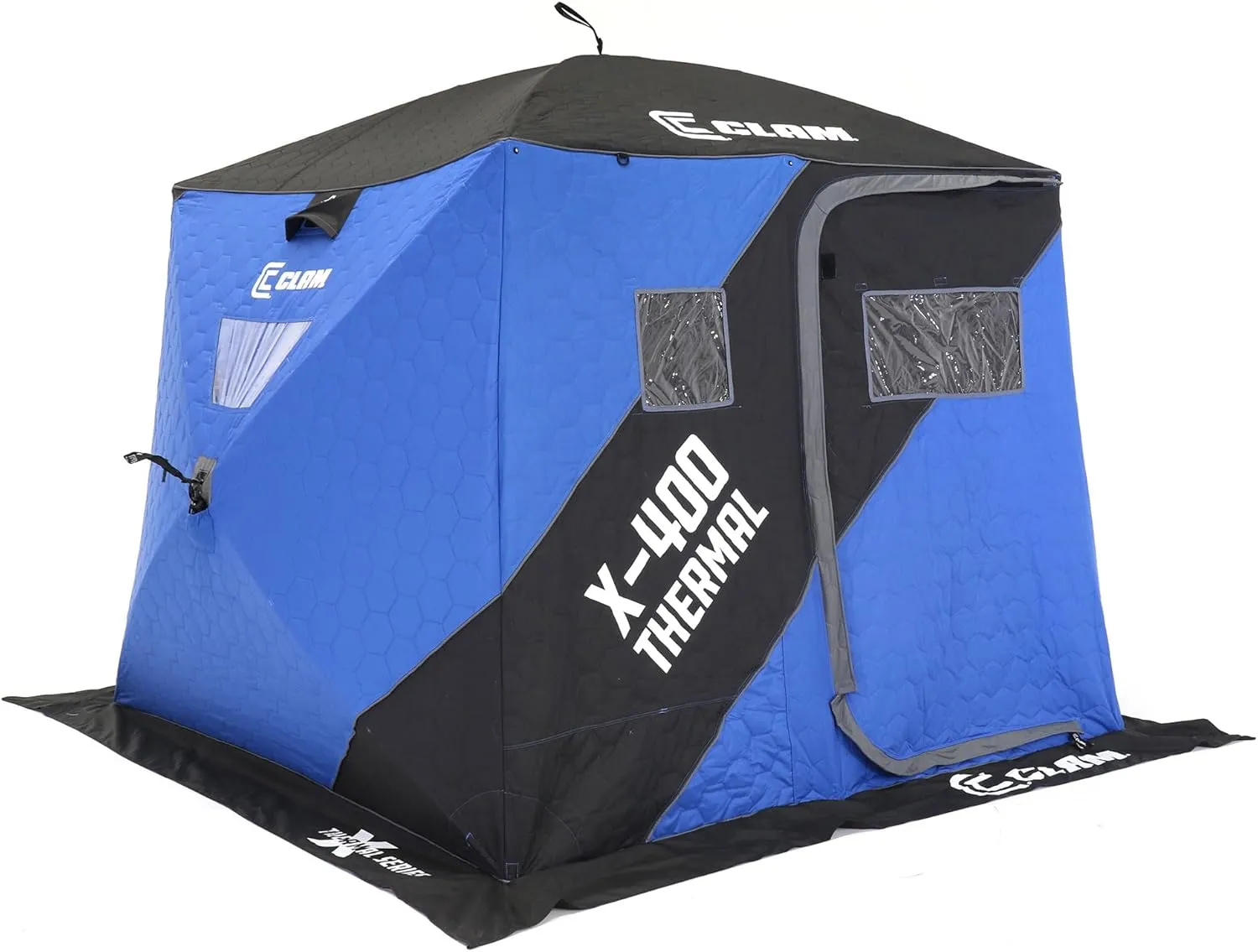 CLAM Portable Fishing Angler Thermal Hub Shelter Tent with Anchor Straps, Carrying Bag