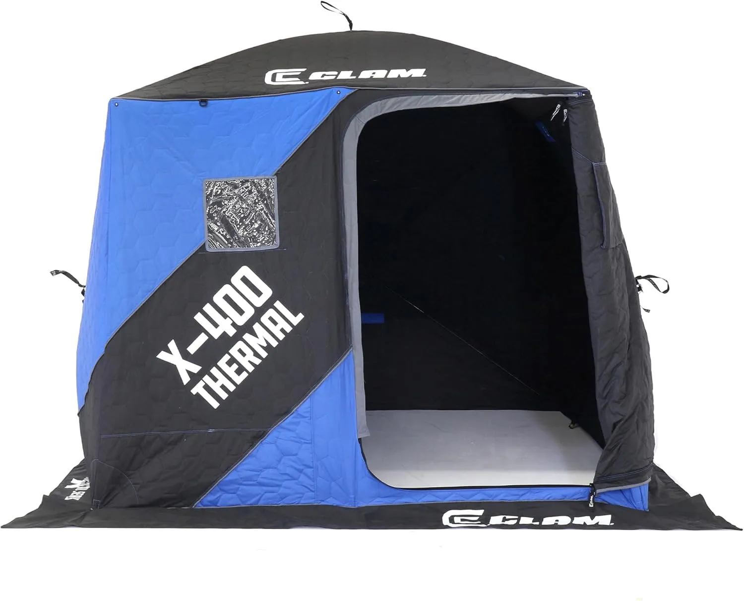 CLAM Portable Fishing Angler Thermal Hub Shelter Tent with Anchor Straps, Carrying Bag